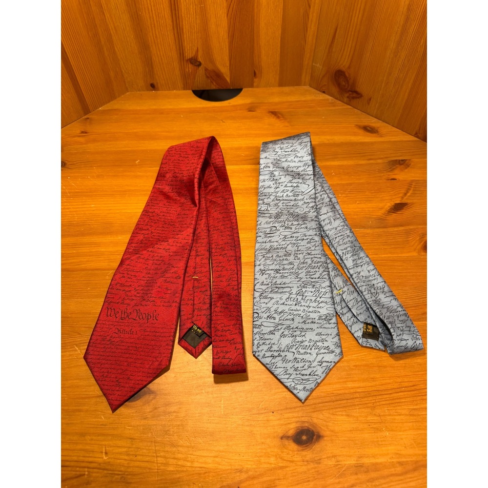 Josh Bach Silk Tie Set US Constitution We The People Declaration Signatures